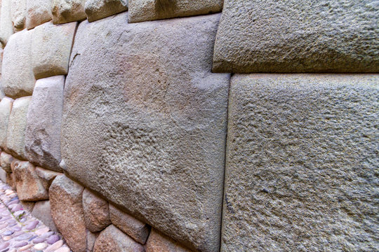 Close-up of the stone of the 12 angles in Cusco (Peru)