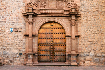 Facade of the Chapel of San Antonio Abad, in the neighborhood of San Blas in Cusco (Peru)