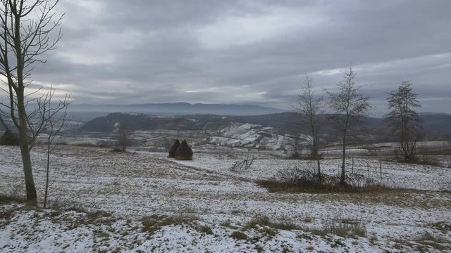Field seen during winter in Oncesti 