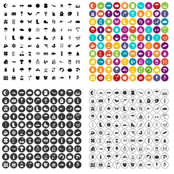 100 landscape icons set vector in 4 variant for any web design isolated on white
