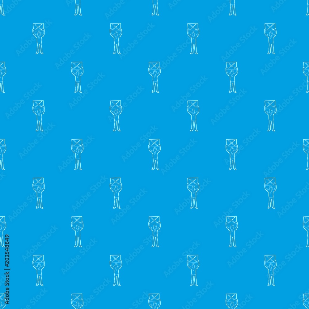 Poster man protest with sign pattern vector seamless blue repeat for any use
