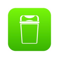 Trash can icon digital green for any design isolated on white vector illustration