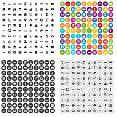 100 landscape element icons set vector in 4 variant for any web design isolated on white