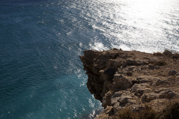 Rocks and the sea. Nice view of the sea. Spanish beach.