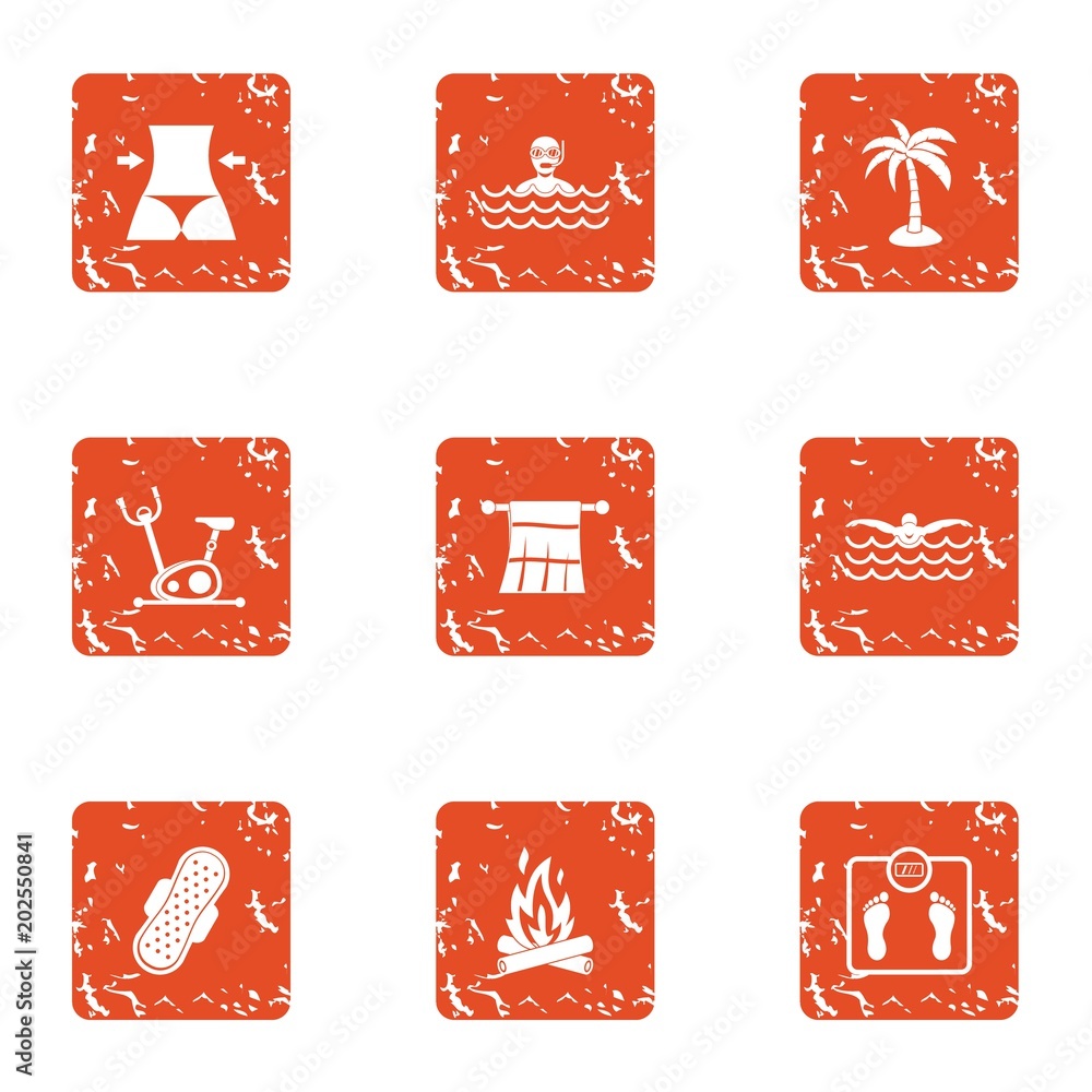 Poster stature icons set. grunge set of 9 stature vector icons for web isolated on white background