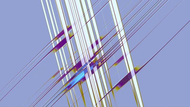 Abstract network, purple and white parallel crossing lines forming grid on violet background, abstract illustration, animation, seamless loop