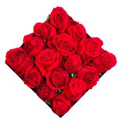 a box of red roses