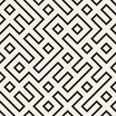 Stylish lines lattice. Ethnic monochrome texture. Abstract geometric background design. Vector seamless pattern.