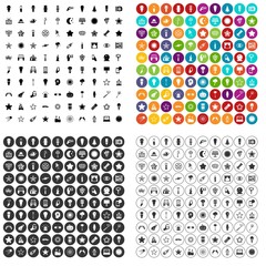 100 light icons set vector in 4 variant for any web design isolated on white