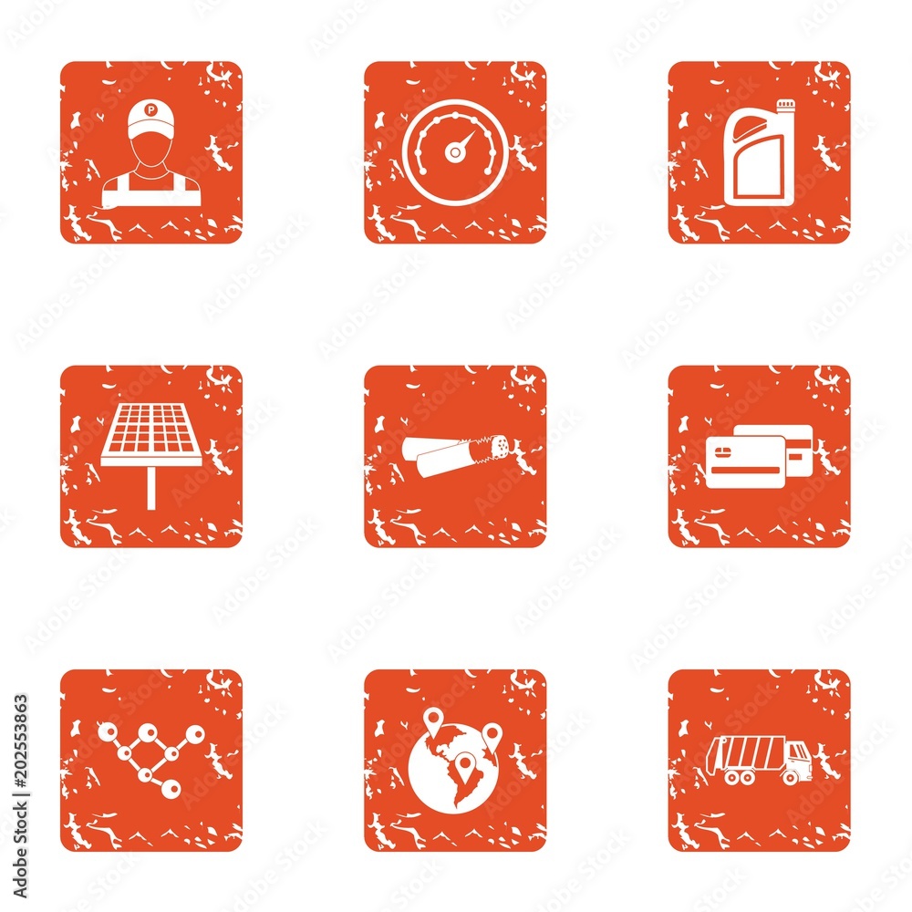 Poster region icons set. grunge set of 9 region vector icons for web isolated on white background