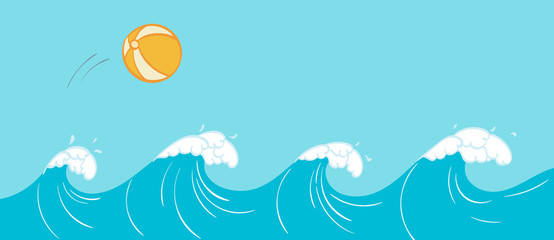 Summer Ocean Waves with a Beach Ball