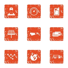 Region icons set. Grunge set of 9 region vector icons for web isolated on white background