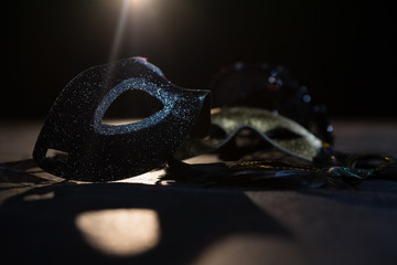 Masquerade masks on stage