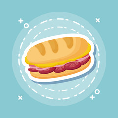 sandwich icon over blue background, colorful design. vector illustration