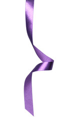 Shiny satin ribbon in lavender color isolated on white background close up