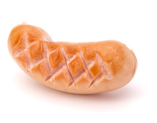 One Roasted sausage isolated on white background cutout