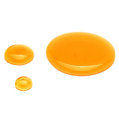 Sweet honey drips isolated on white background. Syrup droplet, nectar drops.