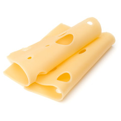 two Cheese slices isolated on white background