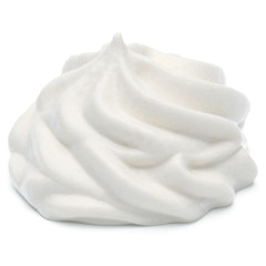 Fototapeta premium Whipped cream swirl isolated on white background cutout