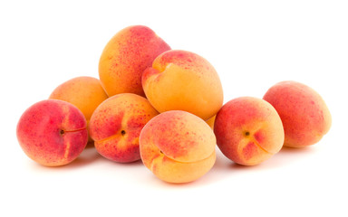 A bunch of apricot fruit isolated on white background cutout