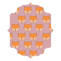 decorative arabic frame with cute foxes over white background, vector illustration