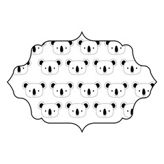 arabic frame with cute koalas pattern over white background, vector illustration