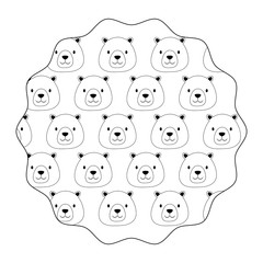 decorative circular frame with cute bears over white background, vector illustration