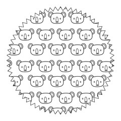 Obraz premium decorative circular frame with cute koalas pattern over white background, vector illustration