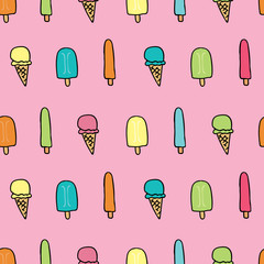 Vector Pink Ice Cream Seamless background