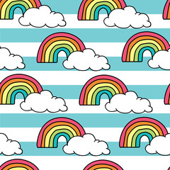 Seamless background pattern with abstract paper rainbows. Vector illustration.