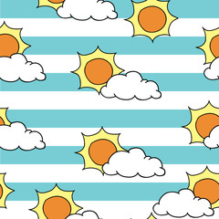 Vector Sun and Stripes Seamless Background Pattern