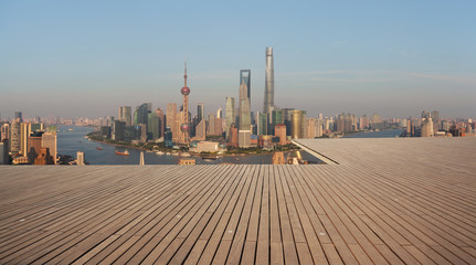 Fototapeta na wymiar Aerial photography bird view at Shanghai bund Skyline