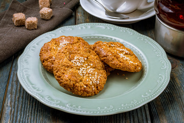 oat cookies on a plate