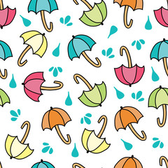 Vector Colorful Umbrellas seamless pattern repeat