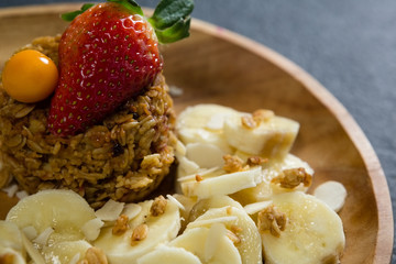 Plate of breakfast on table