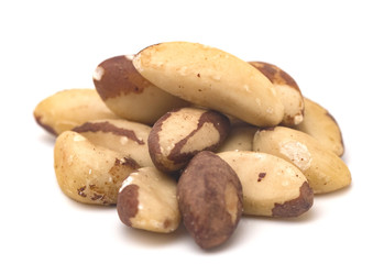Whole Brazil Nuts on a White Background