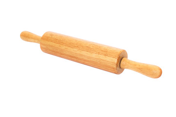 Wood rolling pin isolated on white background