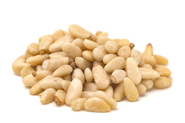 Pine Nuts on a White Background
