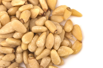 Pine Nuts on a White Background