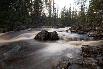 Spring flood in a nature reserve in sweden photographed with long exposure 