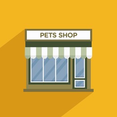 Pet shop facade, storefront vector in flat style