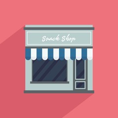 Snack shop facade, storefront vector in flat style