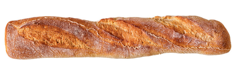 Long baguette on a white background