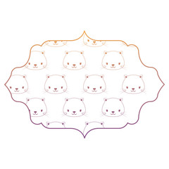 decorative arabic frame with cute cats pattern  over white background, vector illustration