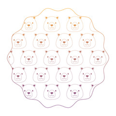 Fototapeta premium decorative circular frame with cute bears over white background, colorful design. vector illustration