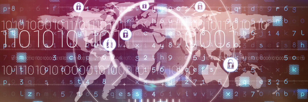 Security lock against world map against virus background