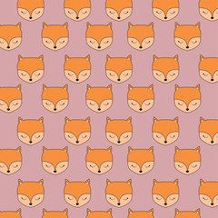 background with cute foxes pattern, vector illustration