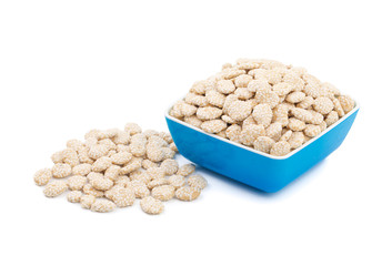 Indian Sweet Food Rewri also know as rewadi are popular in the Indian makar sankranti festival, Rewri is crisp toffee like dessert made from gudh (with spices) with coating of sesame seeds.