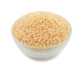 Raw Cereal Food Also Know as Bulgur, Dalia or Daliya Isolated on White Background