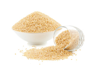 Raw Cereal Food Also Know as Bulgur, Dalia or Daliya Isolated on White Background